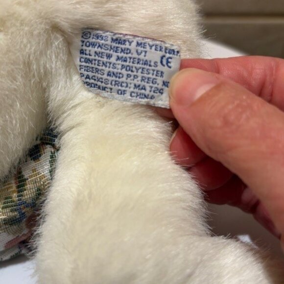 Mary Meyers White & Pink Bag T eddy Bear Vintage 1998 Plush with Bow - Picture 5 of 7